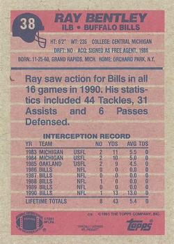 1991 Topps #38 Ray Bentley Back