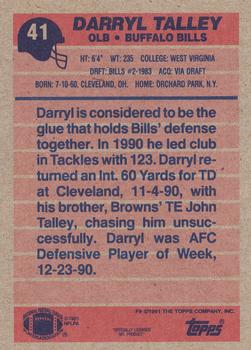 1991 Topps #41 Darryl Talley Back