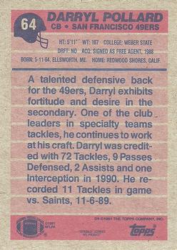 1991 Topps #64 Darryl Pollard Back