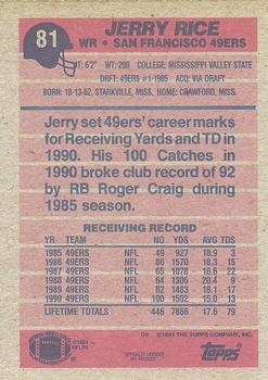 1991 Topps #81 Jerry Rice Back