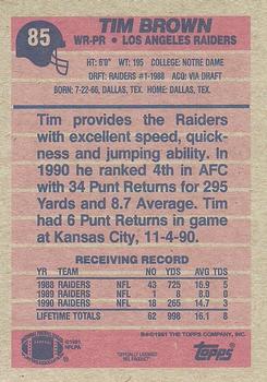 1991 Topps #85 Tim Brown Back