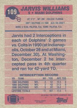 1991 Topps #109 Jarvis Williams Back