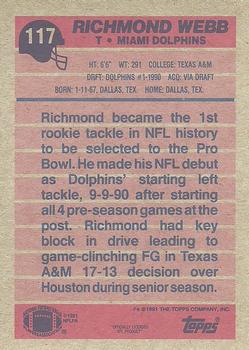 1991 Topps #117 Richmond Webb Back