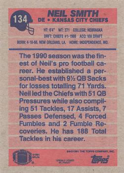1991 Topps #134 Neil Smith Back