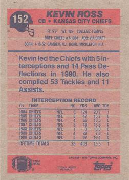 1991 Topps #152 Kevin Ross Back