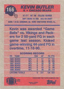 1991 Topps #166 Kevin Butler Back