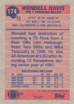 1991 Topps #174 Wendell Davis Back