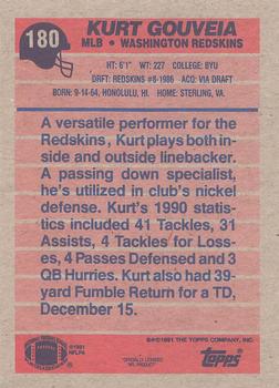 1991 Topps #180 Kurt Gouveia Back