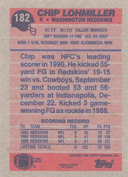 1991 Topps #182 Chip Lohmiller Back