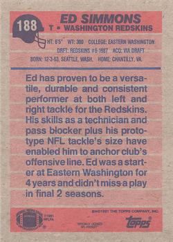 1991 Topps #188 Ed Simmons Back