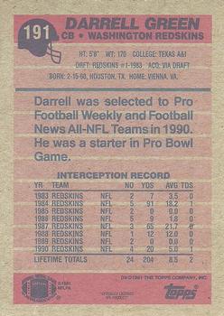 1991 Topps #191 Darrell Green Back