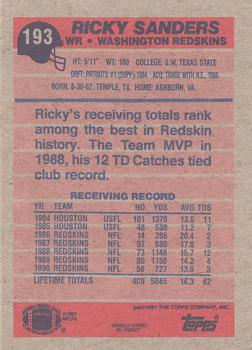 1991 Topps #193 Ricky Sanders Back