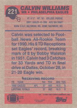 1991 Topps #221 Calvin Williams Back