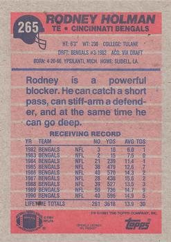 1991 Topps #265 Rodney Holman Back