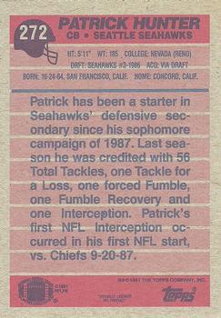 1991 Topps #272 Patrick Hunter Back