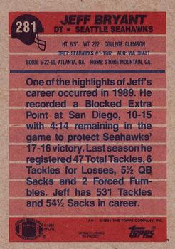 1991 Topps #281 Jeff Bryant Back