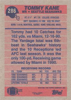 1991 Topps #286 Tommy Kane Back