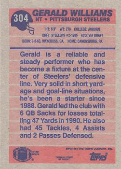1991 Topps #304 Gerald Williams Back