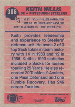 1991 Topps #306 Keith Willis Back