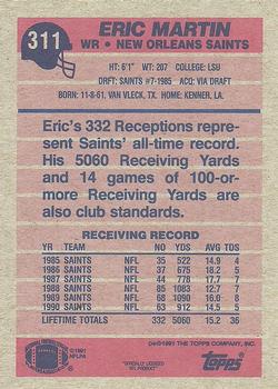 1991 Topps #311 Eric Martin Back