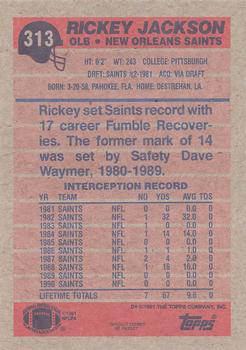1991 Topps #313 Rickey Jackson Back