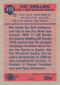 1991 Topps #315 Pat Swilling Back