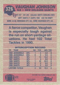 1991 Topps #326 Vaughan Johnson Back