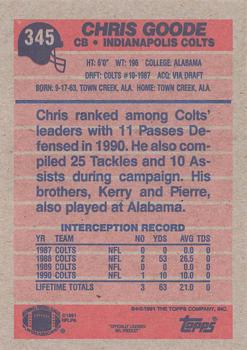 1991 Topps #345 Chris Goode Back