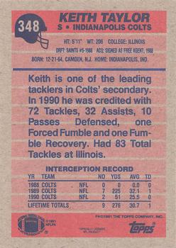 1991 Topps #348 Keith Taylor Back