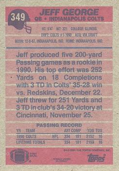 1991 Topps #349 Jeff George Back