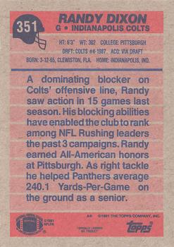 1991 Topps #351 Randy Dixon Back