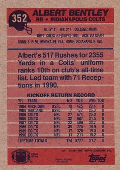 1991 Topps #352 Albert Bentley Back