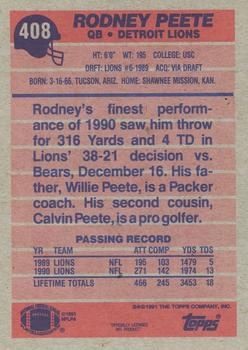 1991 Topps #408 Rodney Peete Back