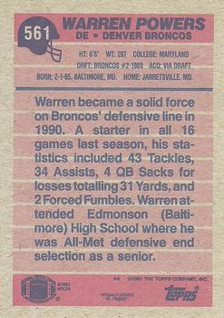 1991 Topps #561 Warren Powers Back