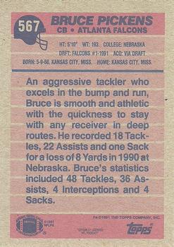 1991 Topps #567 Bruce Pickens Back