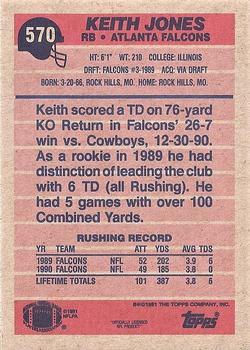 1991 Topps #570 Keith Jones Back