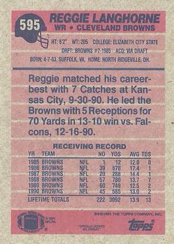 1991 Topps #595 Reggie Langhorne Back