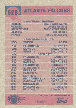 1991 Topps #628 Falcons Team Leaders/Results Back