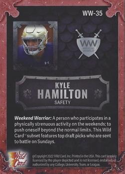 2022 Wild Card Matte - Weekend Warrior Crimson/Black/Orange #WW-35 Kyle Hamilton Back