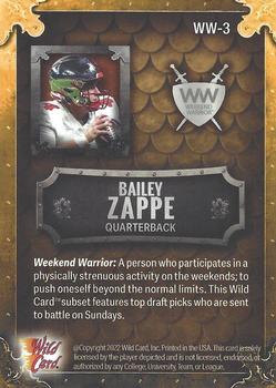 2022 Wild Card Matte - Weekend Warrior Gold/Gold/Orange #WW-3 Bailey Zappe Back