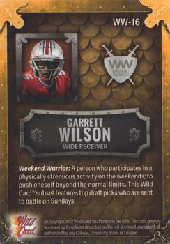 2022 Wild Card Matte - Weekend Warrior Gold/Gold/Orange #WW-16 Garrett Wilson Back