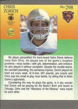 1991 Ultra #298 Chris Zorich Back