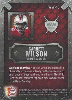 2022 Wild Card Matte - Weekend Warrior Silver/Red/Orange #WW-16 Garrett Wilson Back