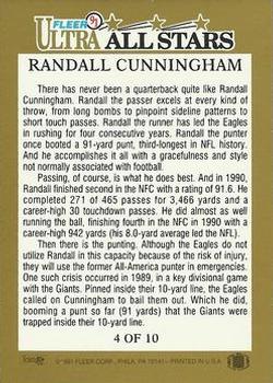 1991 Ultra - Ultra All Stars #4 Randall Cunningham Back