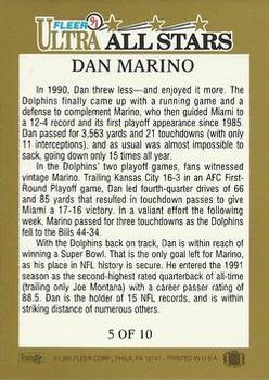 1991 Ultra - Ultra All Stars #5 Dan Marino Back