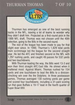 1991 Ultra - Ultra Performances #7 Thurman Thomas Back