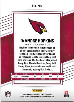 2022 Donruss Elite - Red #45 DeAndre Hopkins Back