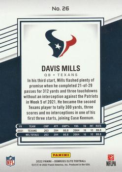 2022 Donruss Elite - Status Sparkle #26 Davis Mills Back