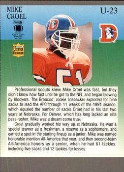 1991 Ultra Update #U-23 Mike Croel Back
