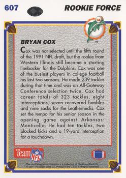 1991 Upper Deck #607 Bryan Cox Back